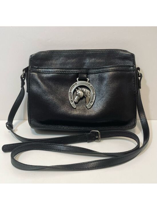 Patricia Nash Handbags - Patricia Nash Nazaire Equestrian Black Leather Bag Heritage Horseshoe EUC
